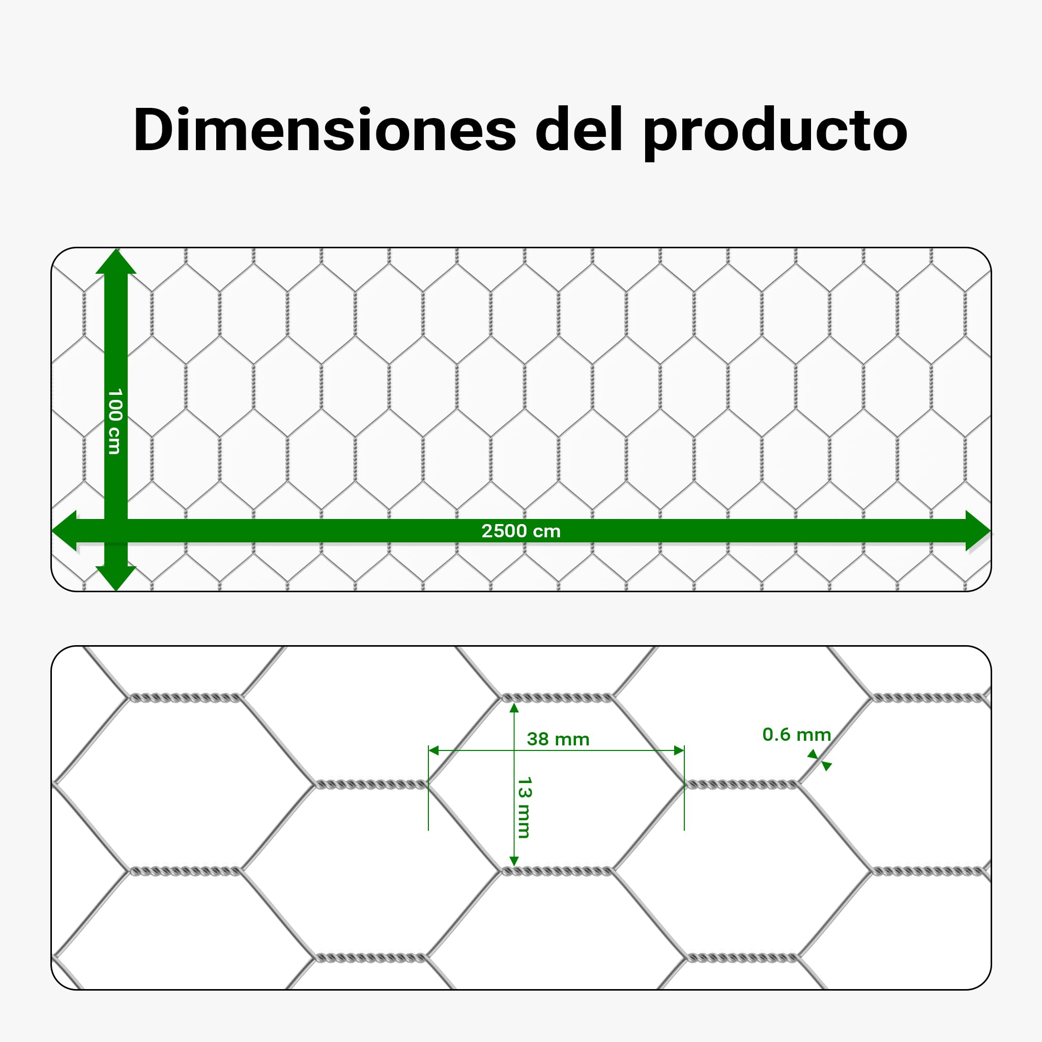Wiltec Malla metálica de acero galvanizado para pajarera malla hexagonal 13 mm altura 1 x longitud 25 m alambre Ø 0,6 malla para conejos y gallinas cercado de animales terrazas y jardines