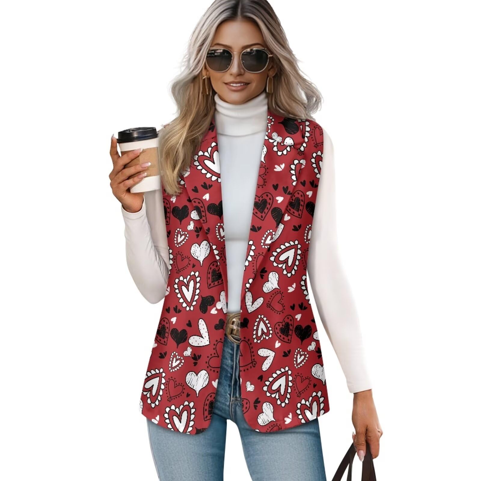 Women Vest Lightweight Blazer Vests V Neck Jacket S-5XL
