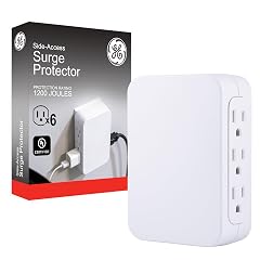 GE Pro 6-Outlet Extender Surge Protector Side Access Wall Tap Adapter 3-Prong 1200 Joules Warranty UL Listed White