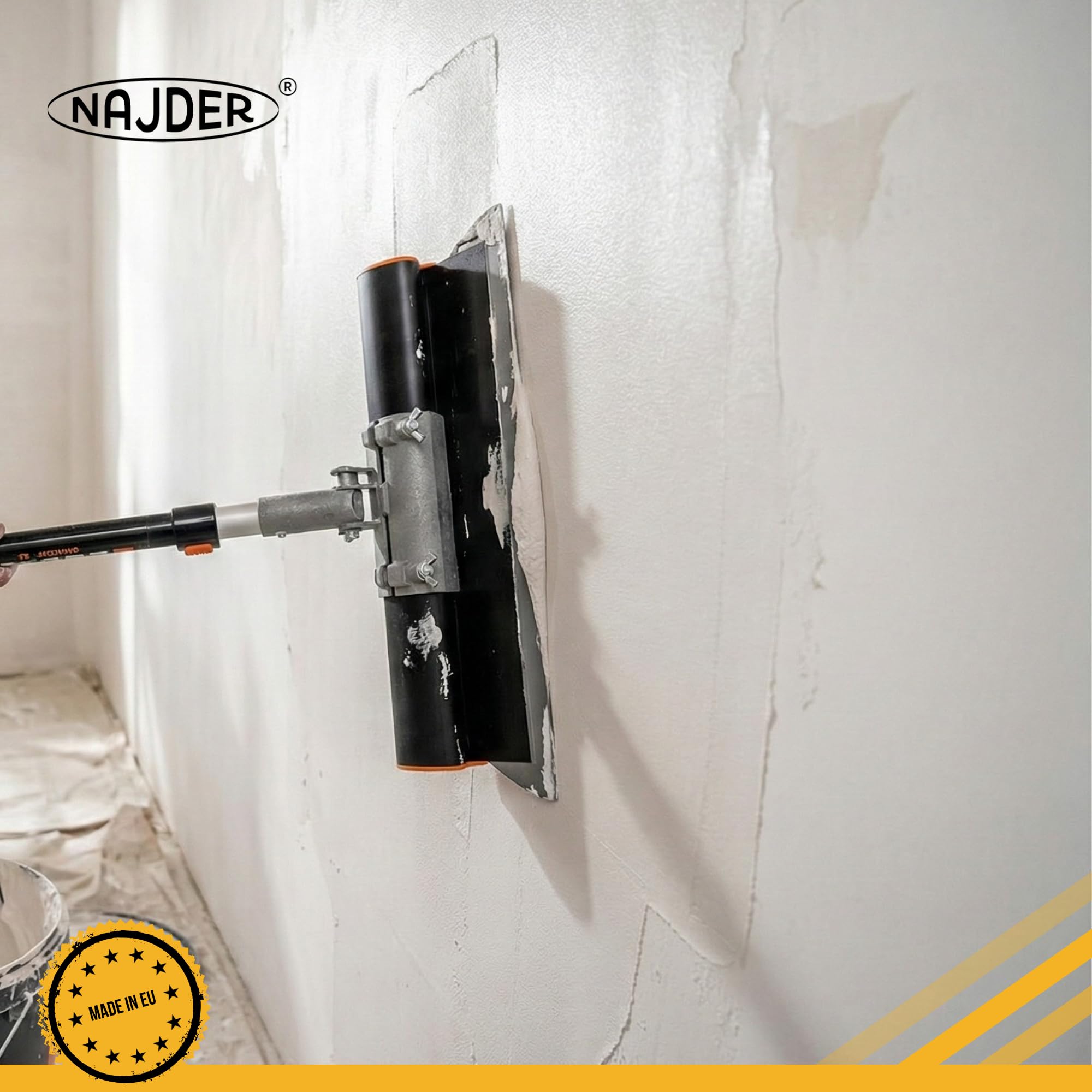 NAJDER Spatola per stucco, coltello per gesso SOLID PROFESSIONAL, spatola per intonaco, acciaio inox 0,3 mm 800 mm, professionale, ideale per intonacare, alta qualità