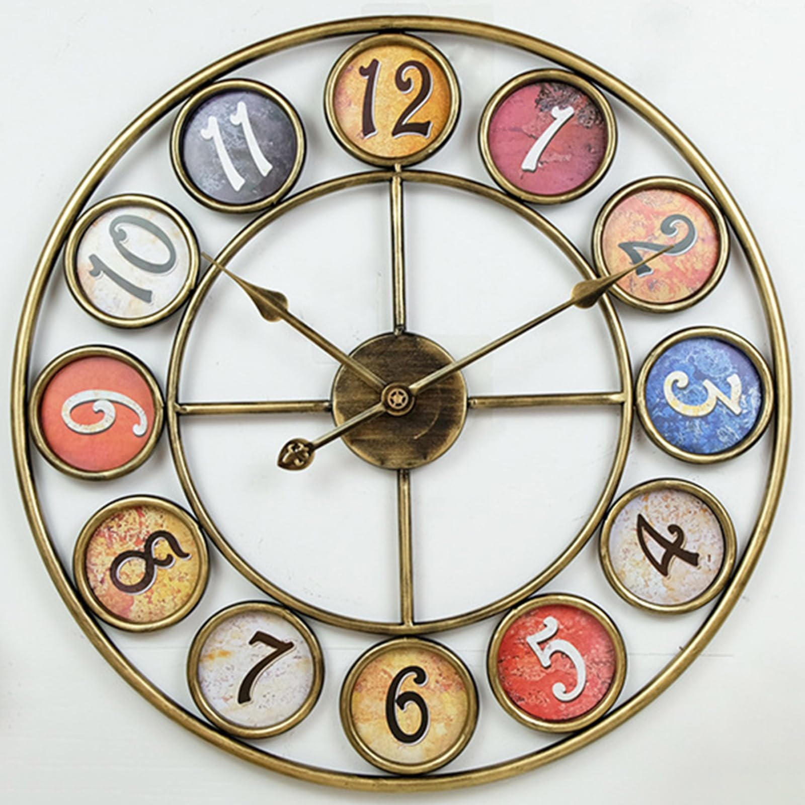 Reloj de Pared de Metal Grande, Impermeable, para Interiores y Exteriores, Color Dorado, con números de 24 Pulgadas, Estilo Industrial, decoración Moderna, Estilo Granja, silencioso, Funcion