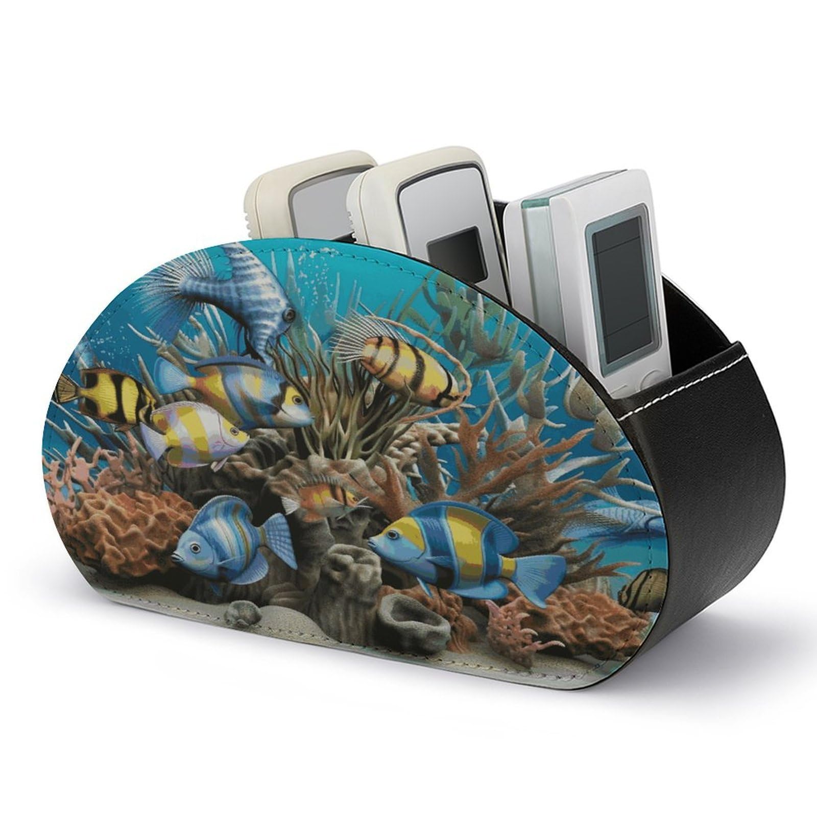 Btcowzrv Style 3D Ocean Fish Remote Control Holder With 5 Compartments