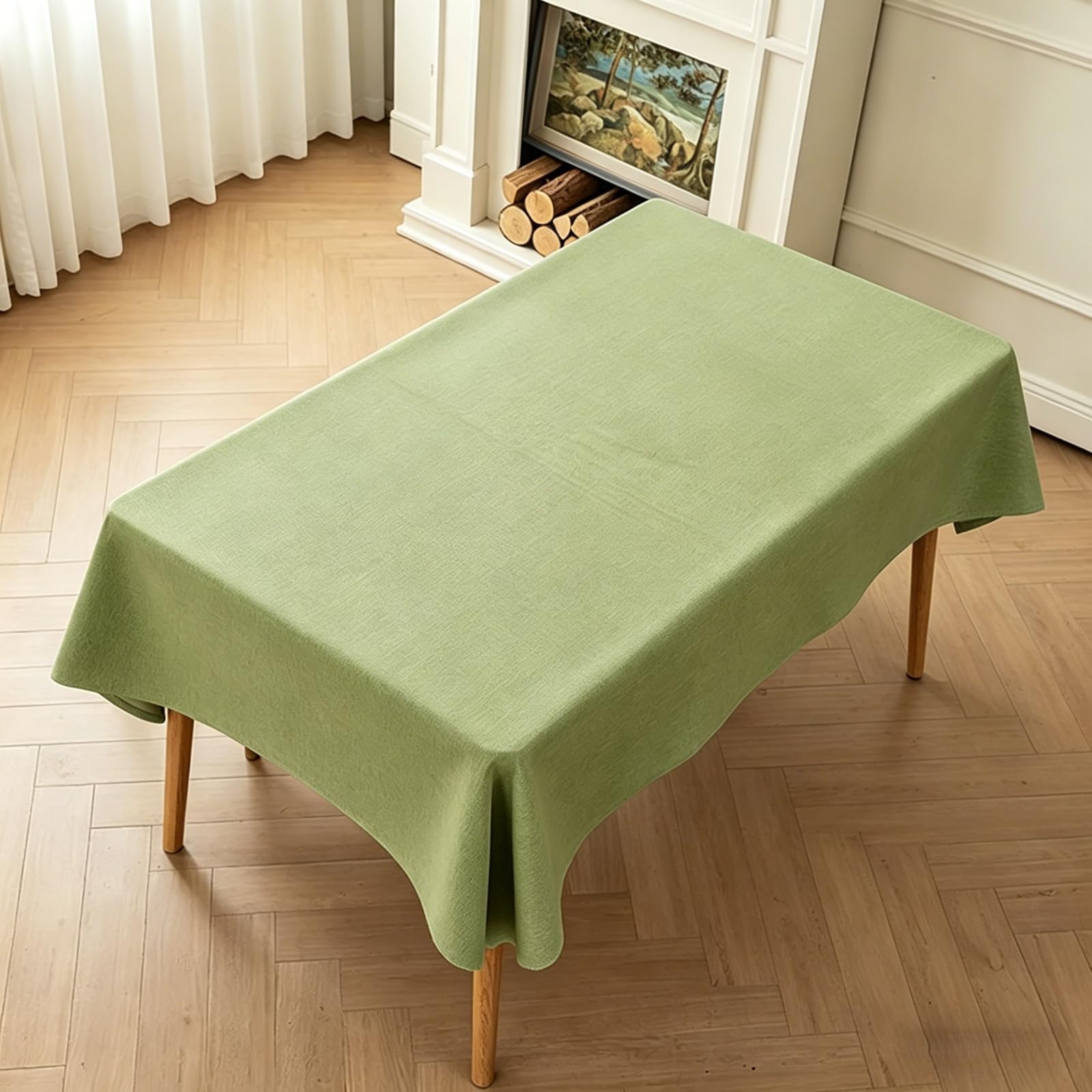 Rectangular Manteles 125 x 145 cm Impermeable y Lavable Exterior Mesa Durabilidad y Fácil Limpieza para Comedor, Cocina, Cumpleaños, Festivos, Fiesta, Picnic, Verde