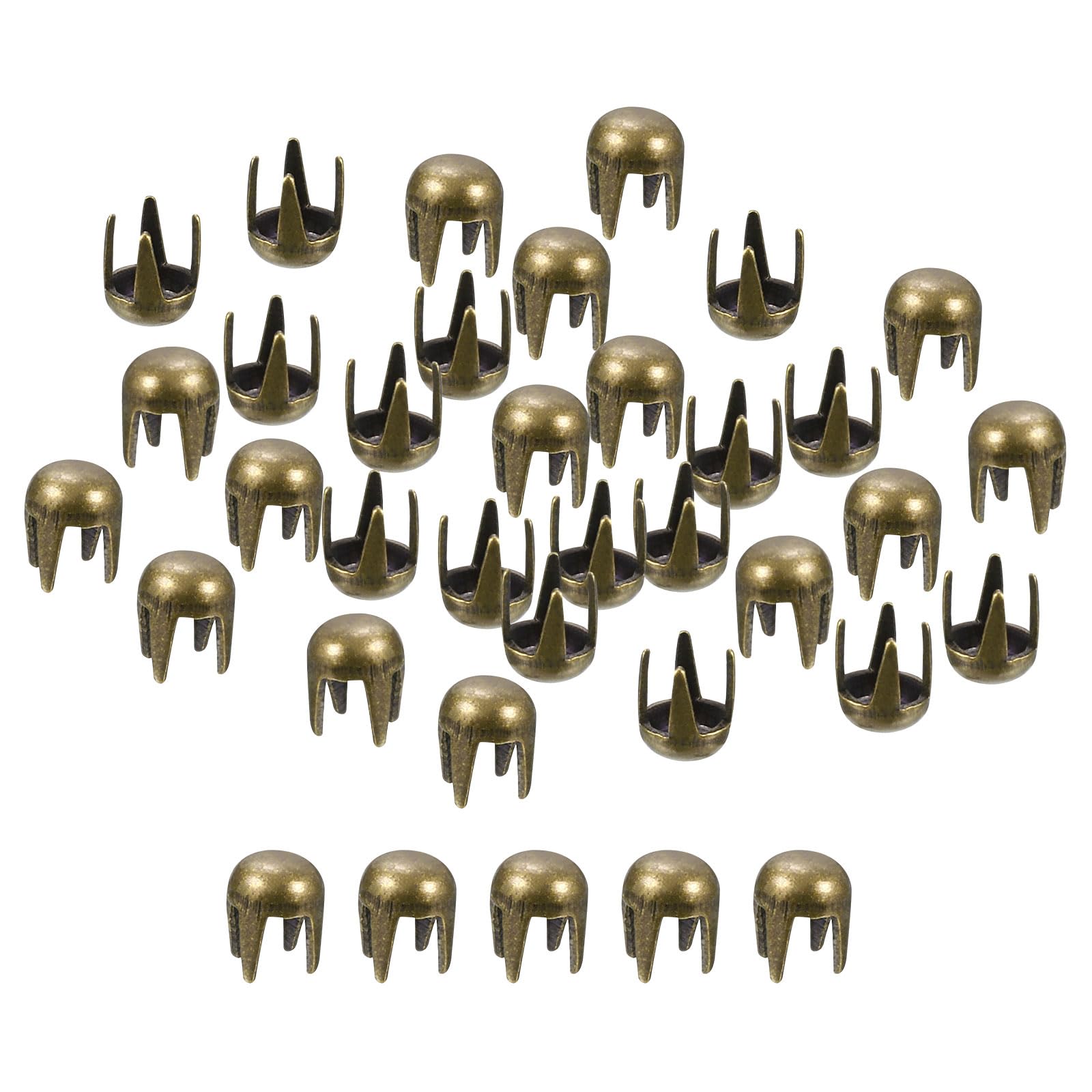 sourcing map 80Pcs Bronze Round Dome Rivets, 3mm Brass Spike Studs Spots Punk Rock Nailheads Claw Beads for DIY Clothes Belt Bag Shoes Leather Craft