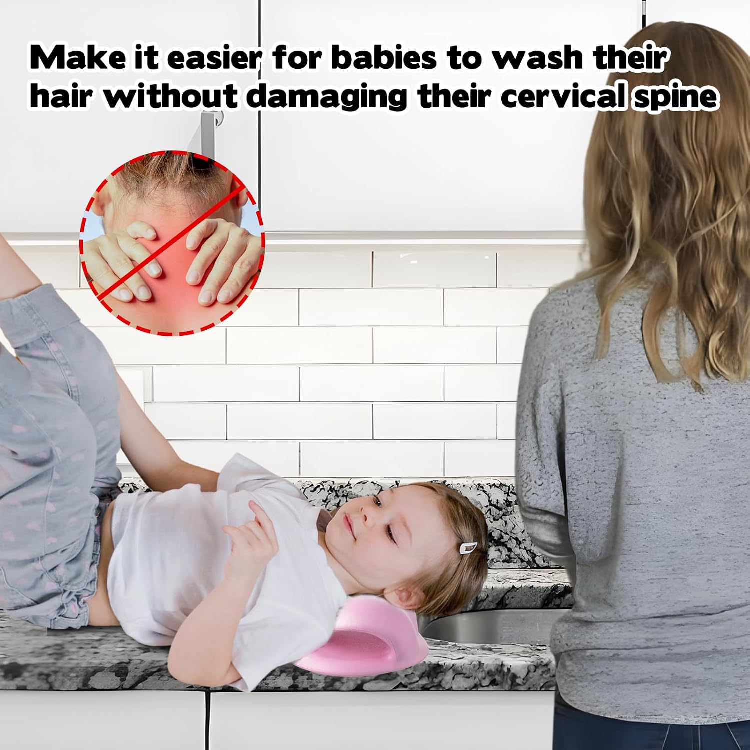 YEXEXINM Hair Washing Station for Kids, Ergonomic Kids Hair Washing Station,Portable Sink Hair Washing Neck Pillow for Wash Time, Hair Wash Basin for Children on SinkBathtub,On Floor