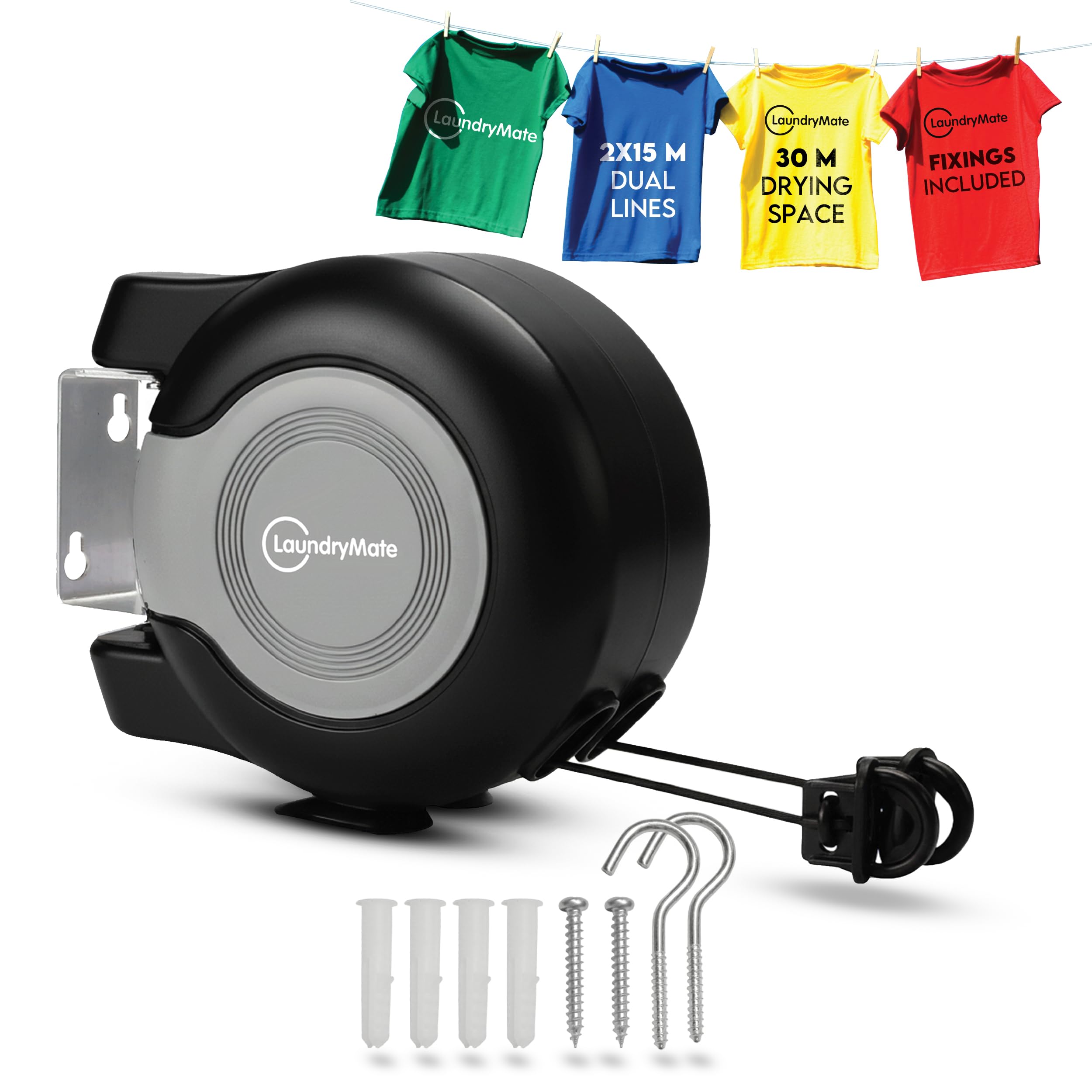 Laundry Mate Retractable Washing Line With 30M Drying Space Heavy Duty Twin Pull Out Clothes Line For Indoor Outdoor Use Dual Clothes Line from B&Q