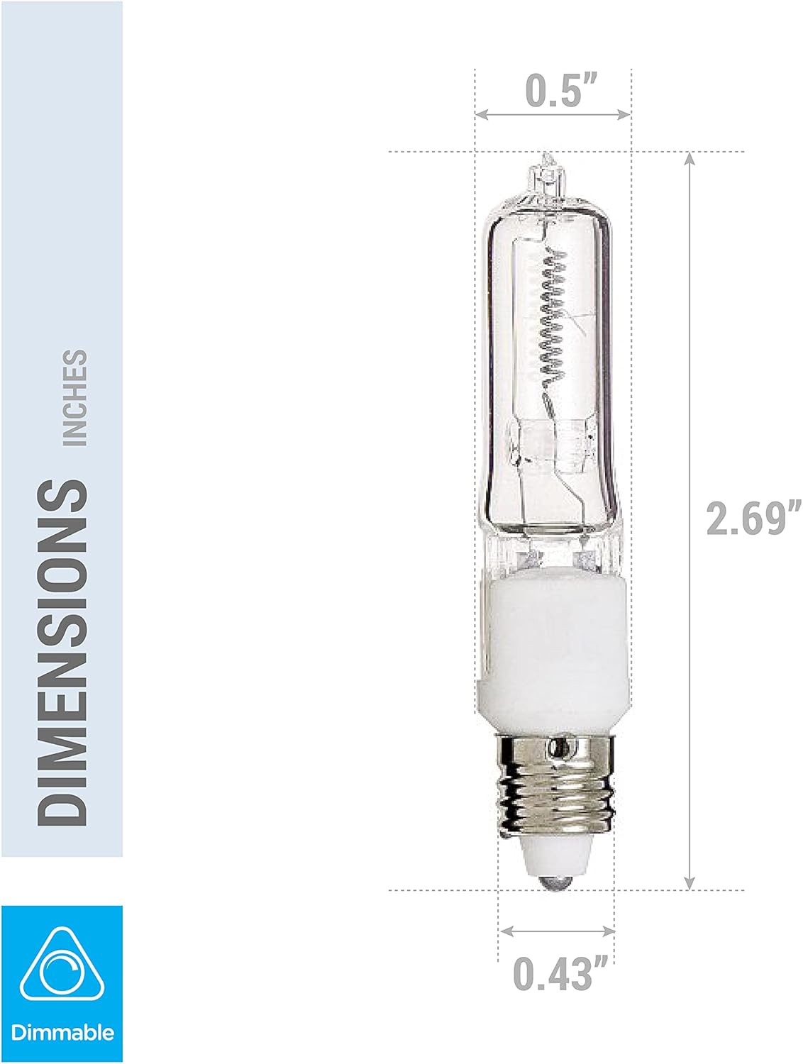 KOR (Pack of 10) Q50CL/MC - 50 Watt JD T4 E11 Mini Candelabra Base 120V Clear Light Bulbs