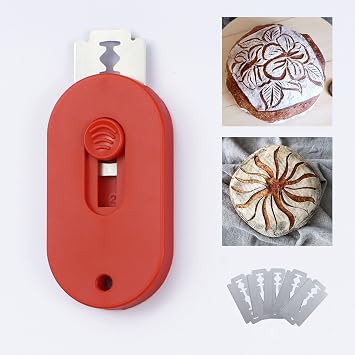 Professional Bread Lame, Stainless Steel Dough Scoring Tool with Ultra Sharp Blades, Perfect Bread Scoring, Bakery Artistry, and Sourdough Bread Making-Includes 5 Extra Blades Red