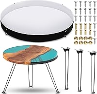Lallisa 24 Inch Extra Large Round Epoxy Resin Table Mold Kit with Metal Frame & 3 Hairpin Legs - DIY River Table, Charcuterie Board Mold