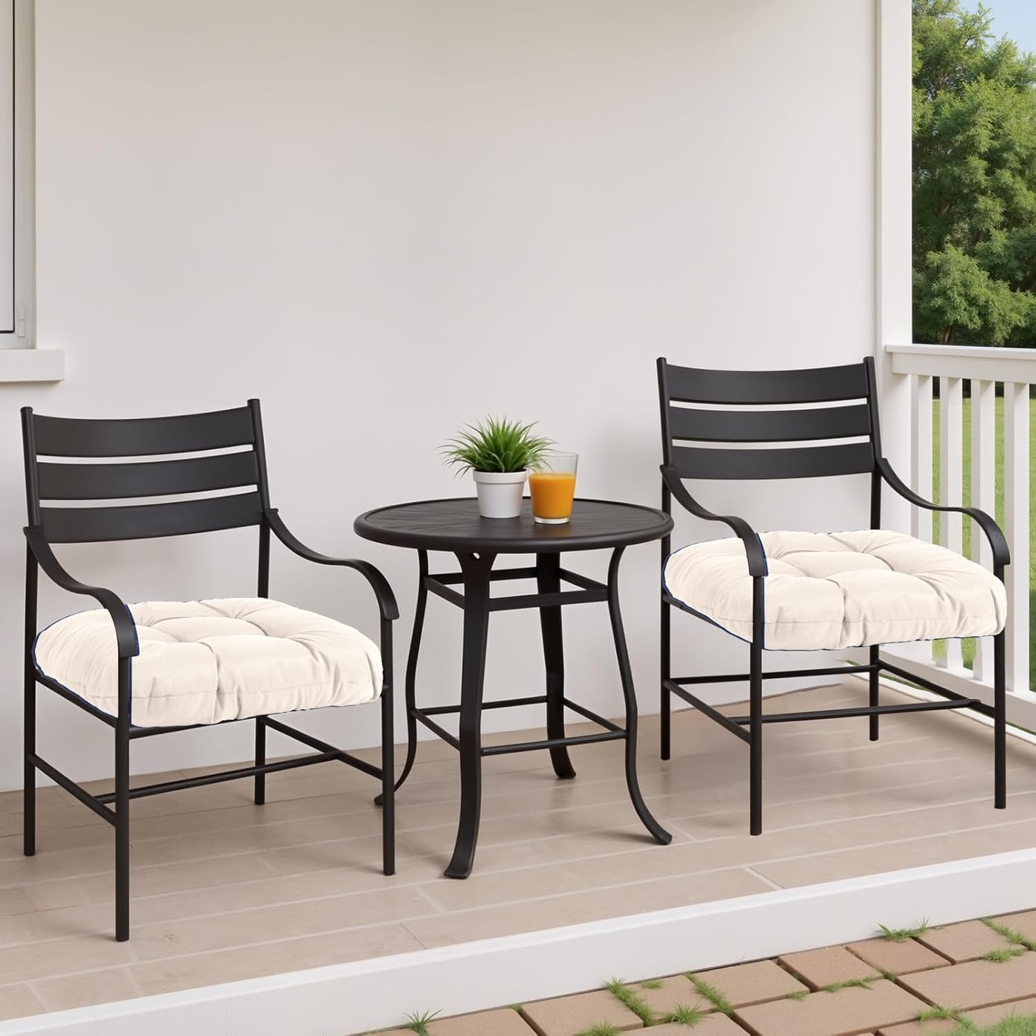 mtmr water-repellent outdoor chair cushions set of 2, 19”x19” patio chair cushions with high elasticity pp cotton, thick tufted outdoor patio furniture cushions, seat cushions for outdoor furniture beige 19"x19"