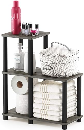 Furinno Turn-N-Tube - Estantería decorativa, color roble francés grisnegro