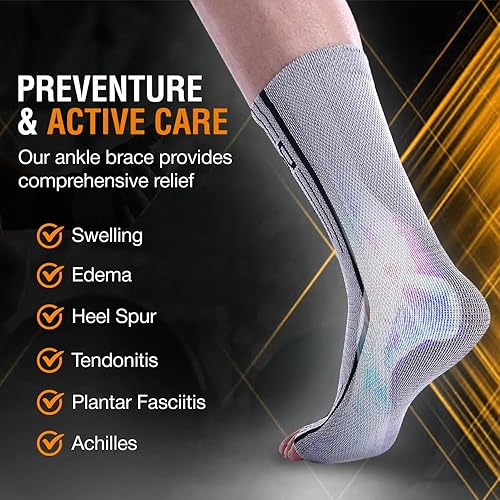 Miniatura 5 de Doc Miller Manga de compresión de tobillo Soporte para fascitis plantar, calcetines de neuropatía sin dedos, 20-30 mmHg, soporte de alivio de