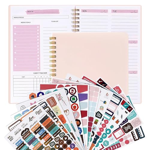 EnixwH Diary 2024, Hardcover Weekly Planner A5 as Ring Binder, Soft Cover Calendar 2024 Book Calendar, Appointment Calendar Planner 104 Pages, Minimalist Planner for More Organisation (Pink)