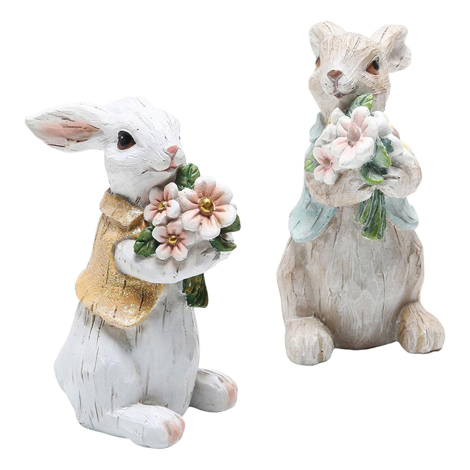 Decorazione Decorazioni Coniglietto in Resina da 5,5 Pollici Figurine di Pasqua Primaverili Ornamento da Tavolo for la Statua di Regali di Pasqua di Coniglio Carino