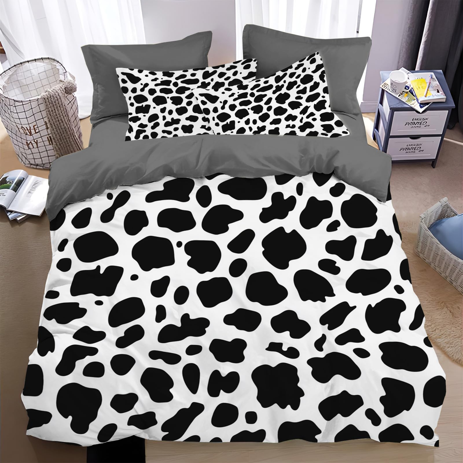 Housse de couette texture vache 220x240 pour une chambre cosy et originale