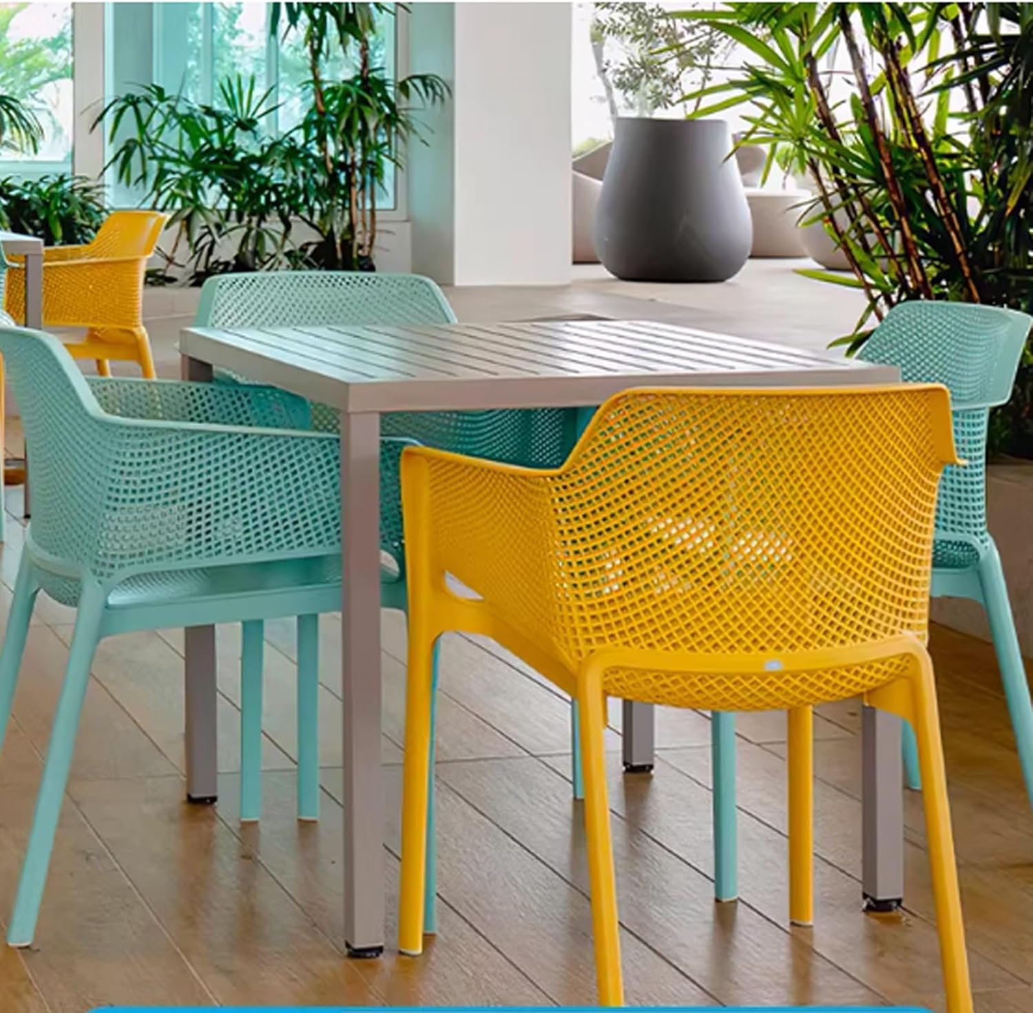 Outdoor Patio Furniture Set, 5 Piece Dining Table, Breakfast Coffee Bar and Chairs of 4, Stackable Side Chair, Bistro Deck, Olive Green(F)