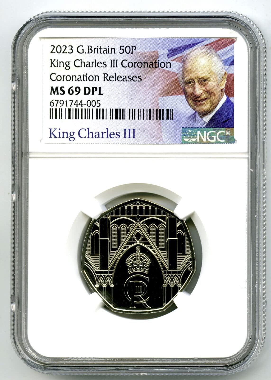 2023 GB GREAT BRITAIN KING CHARLES III CORONATION RELEASES 50p NGC MS69 DPL