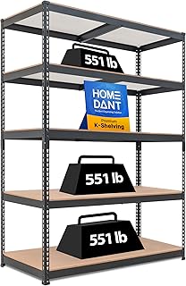HOMEDANT 5-Tier Deep Garage Shelf (47.7"W, Black)