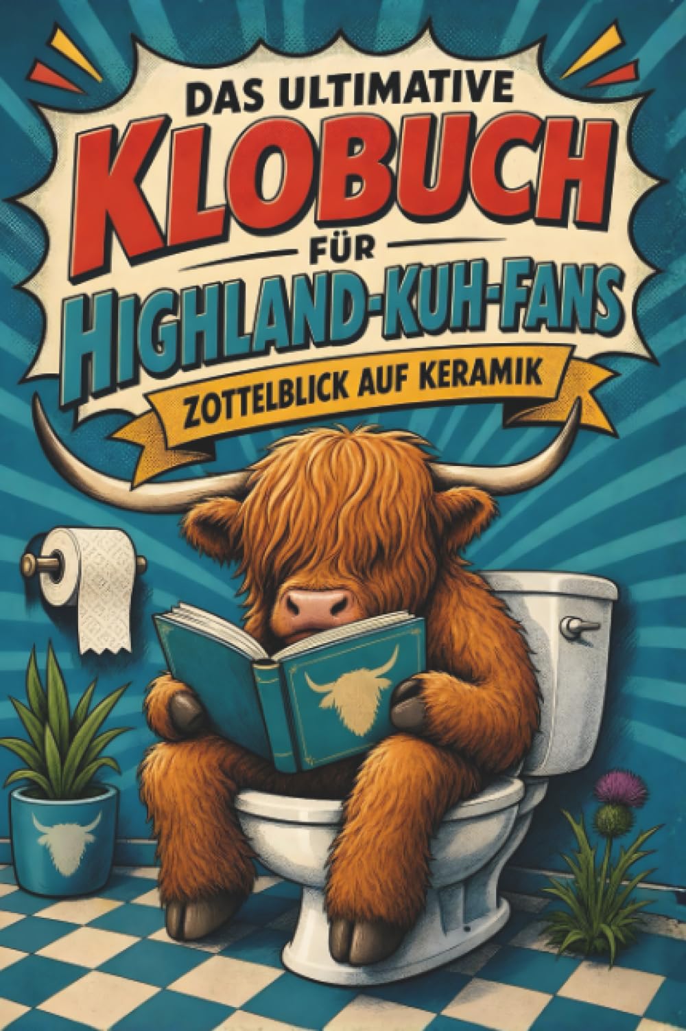 Das ultimative Klobuch für Highland-Kuh-Fans: Zottelblick auf Keramik. Lustiges Geschenk für Fans von Highland-Kühen, Schottland und flauschigen Rindern