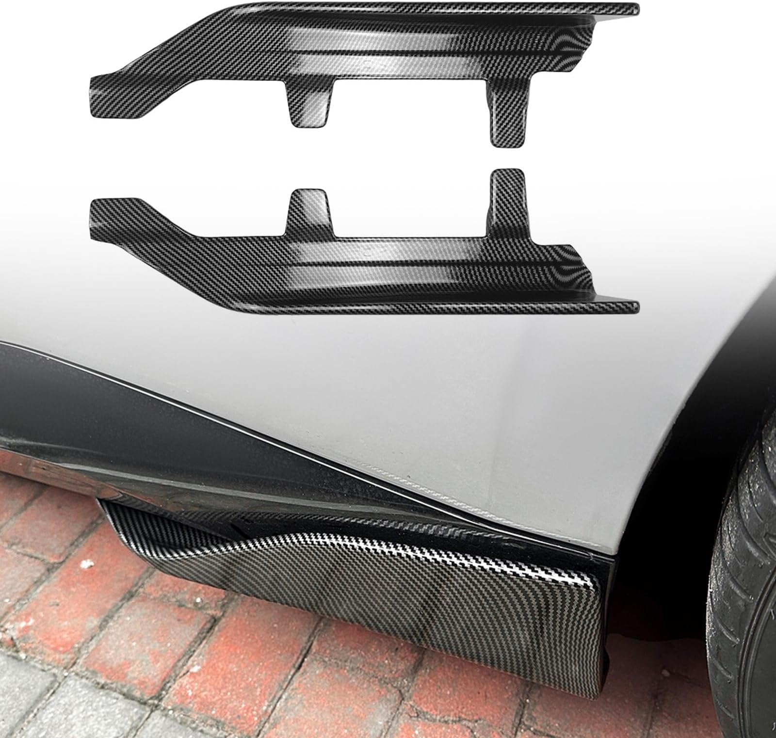 – 2pcs Car Side Skirts Protector Diffuser Rear Bumper Body Spoiler Splitter Guards Compatible with BMW 2 Series G42 M Sport 2022-2024, Carbon Look