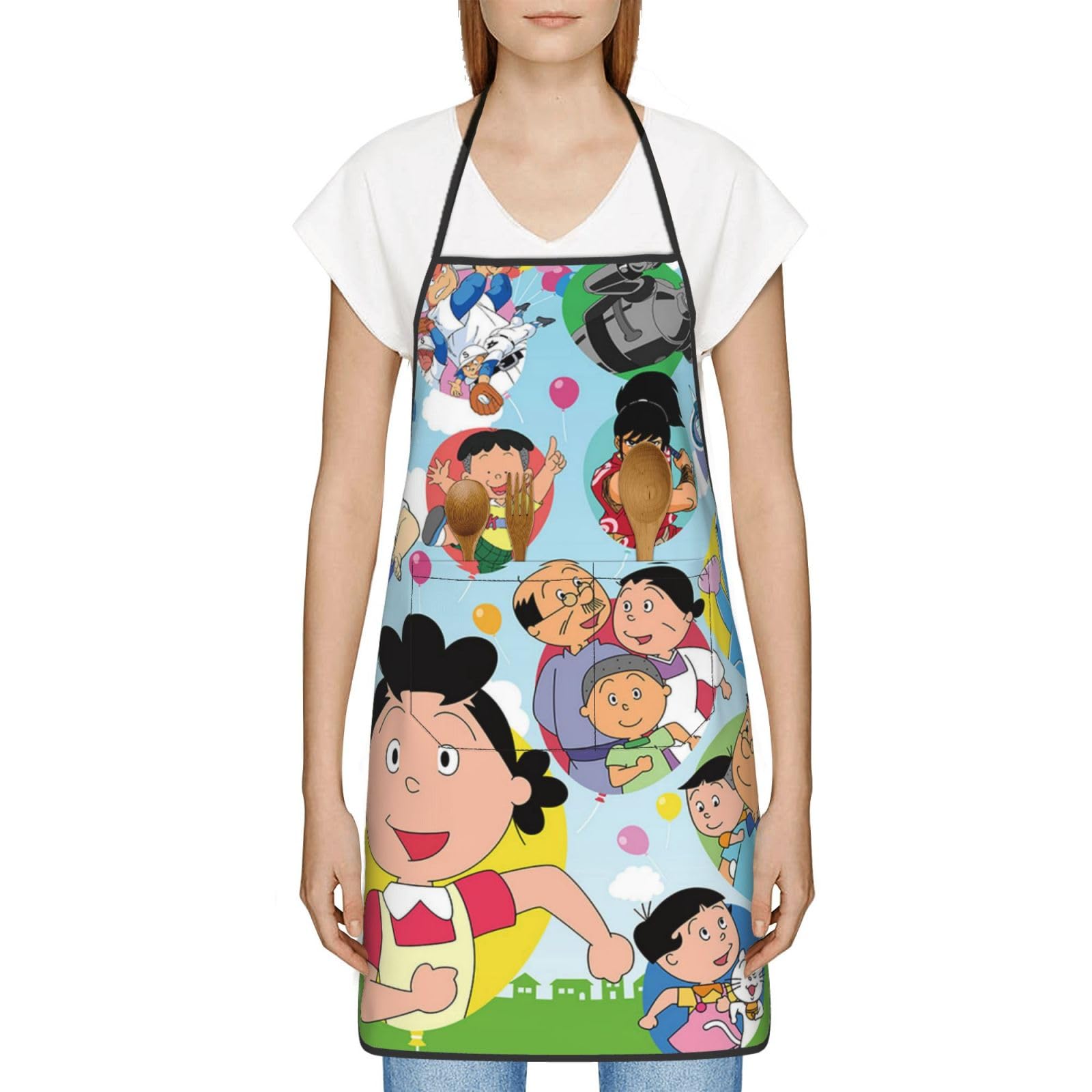 Amazon｜サザエさん カフェエプロン 首掛け 前掛け 保育士 メンズ