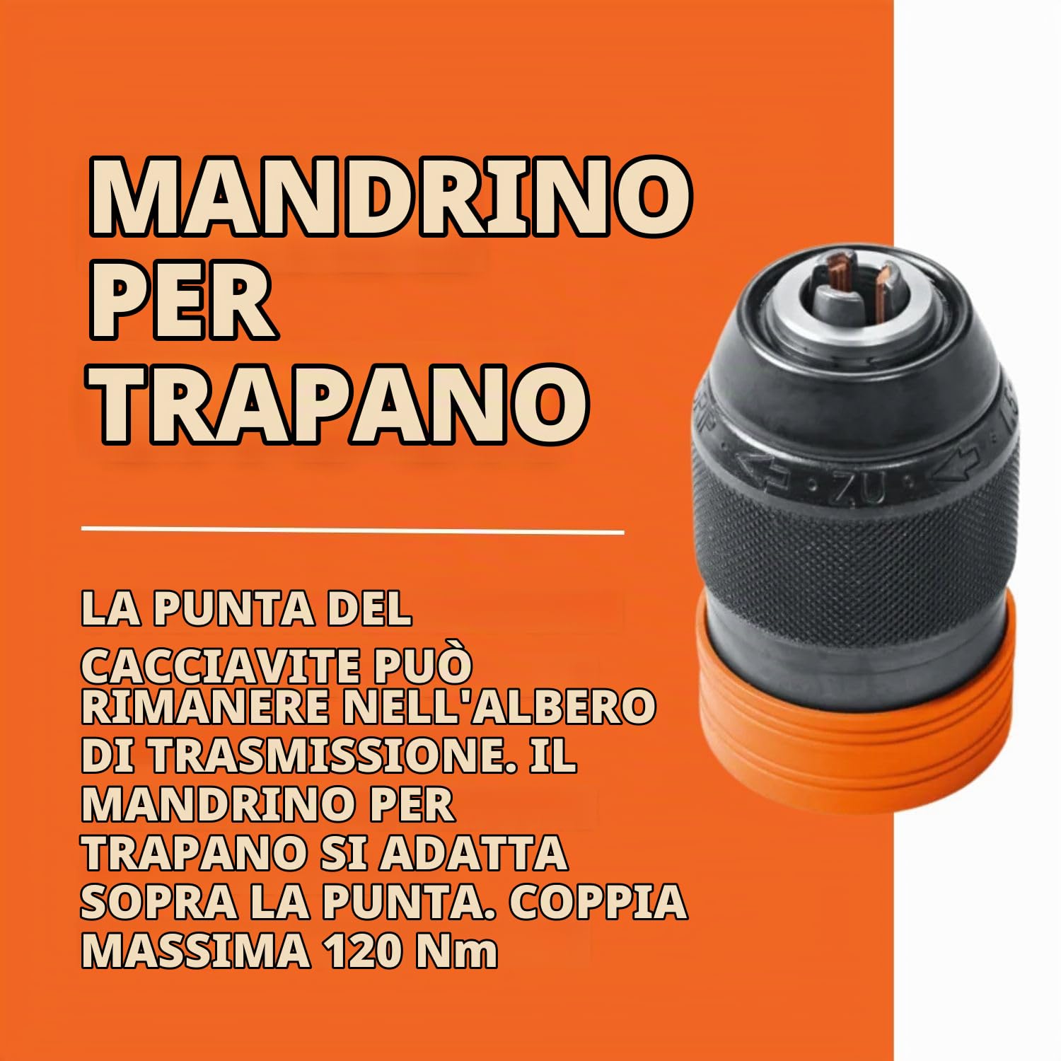 FEIN Mandrino Autoserrante Portapunta per Coppia Massima 120 Nm, in Metallo, per Avvitatori a Batteria con Attacco QuickIN/QuickIN MAX