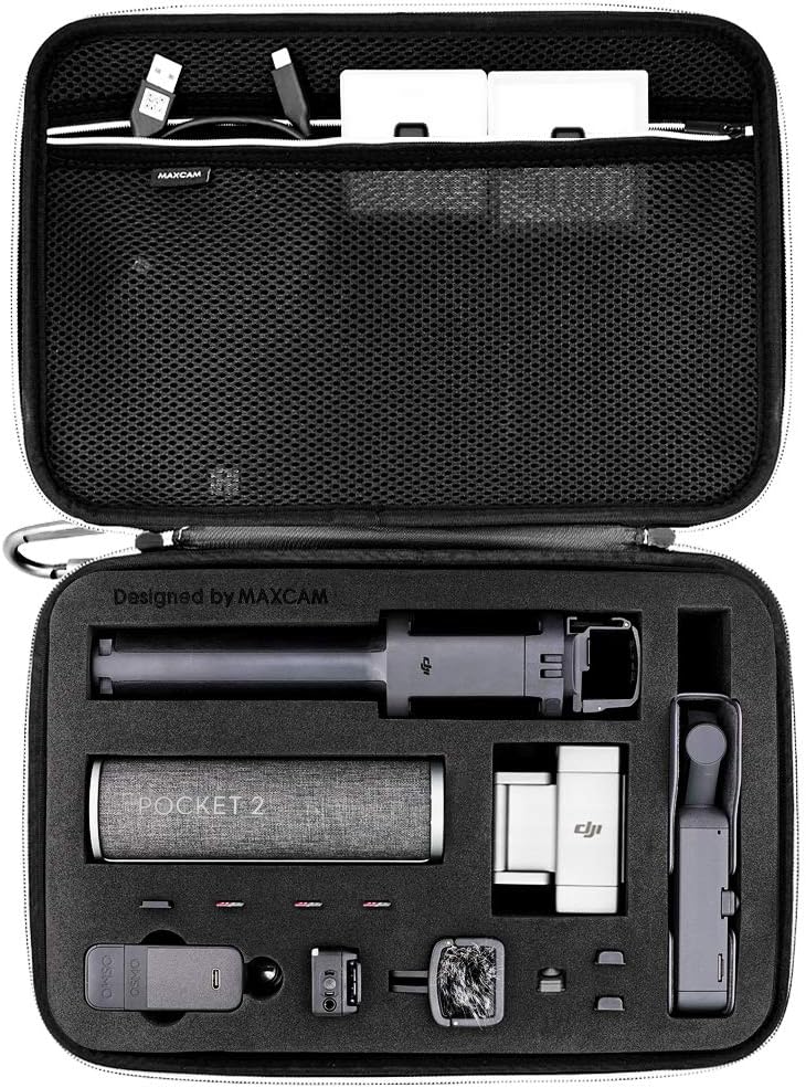 MAXCAM Carrying Large Case Compatible with DJI Pocket 2 Creator Combo + Charging Case + Extension Rod + Phone Clip (Pocket 2 and Accessories are NOT Included)