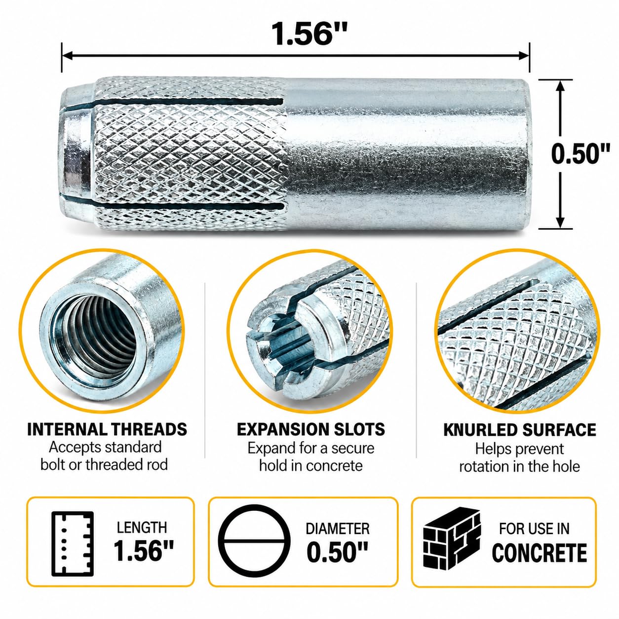 Concrete Drop-In Anchors - 8 Pack -3