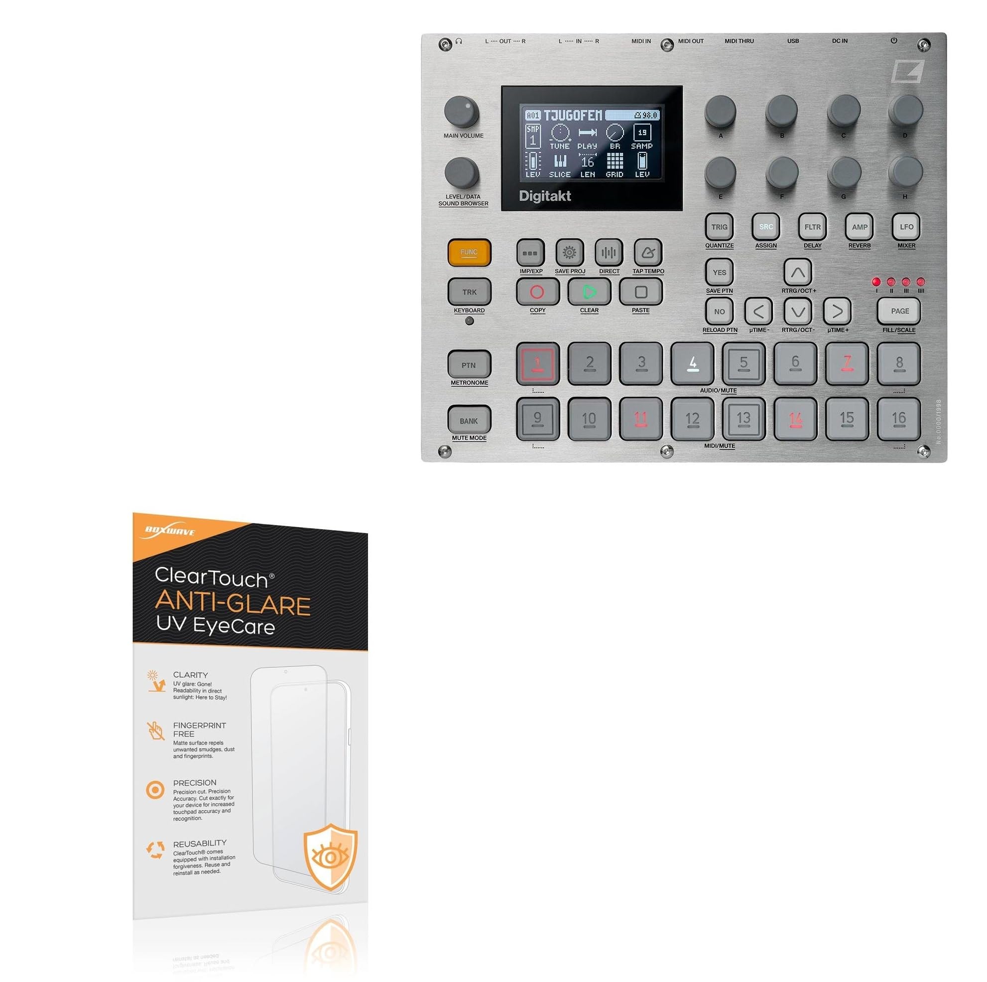 BoxWave Screen Protector Compatible With Elektron Digitakt E25 Edition - ClearTouch Anti-Glare Anti-UV EyeCare (2-Pack), Filters out Harmful Blue Light Reduce Fatigue