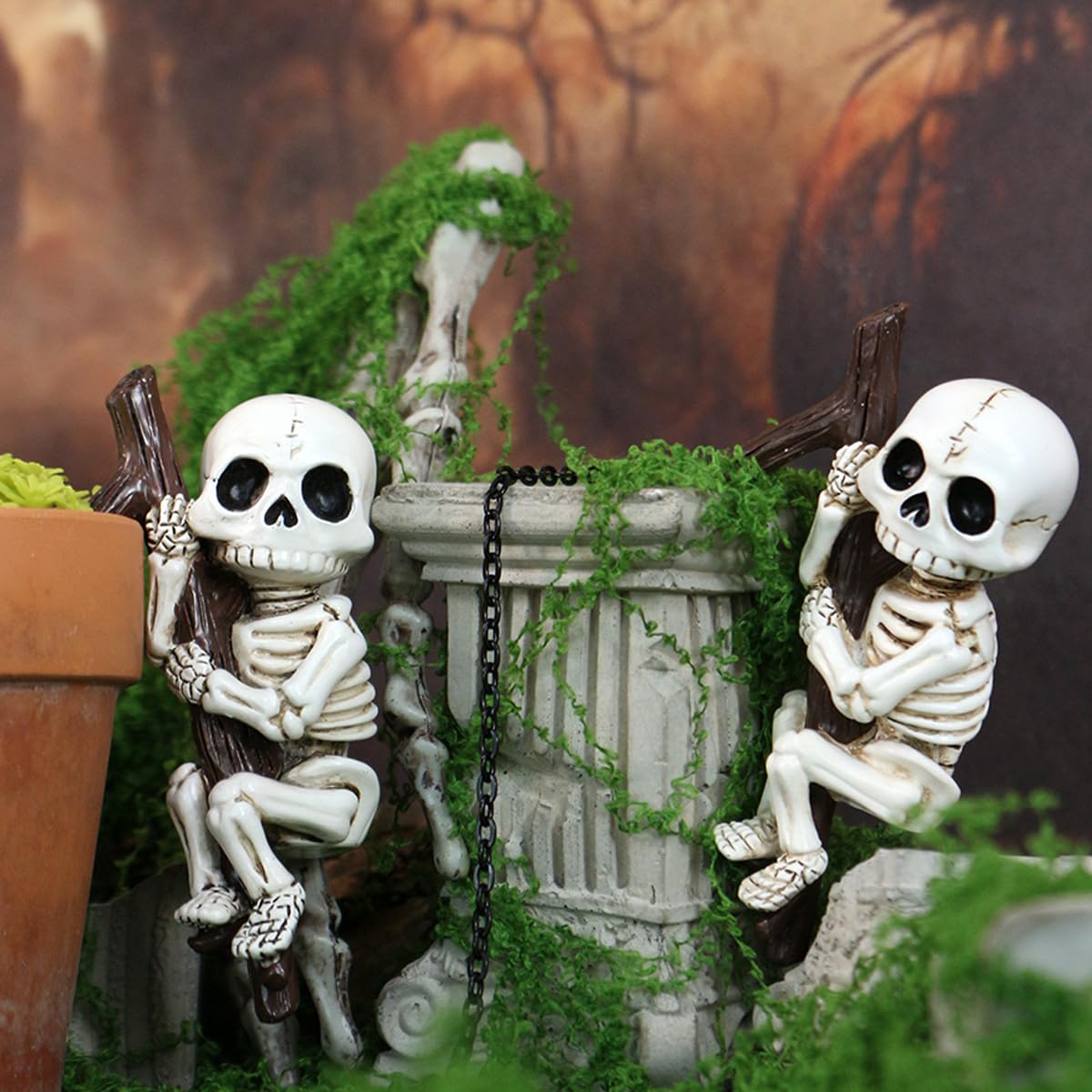 2er-Set Gruselige Skelett-Figuren Für Halloween-Deko - Wetterfeste Garten- Und Balkon-Dekoration