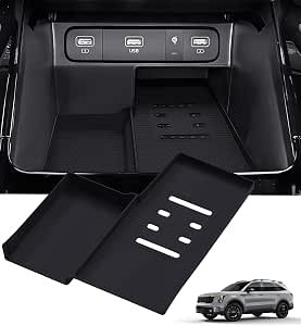 Wireless Charging Protective Mat for Kia Sorento 2021-2026, Center Console Interior Accessories, Silicone Anti-Slip Cover Pad, Black