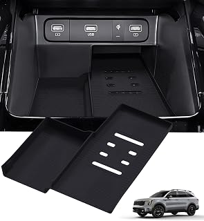 Wireless Charging Protective Mat for KIA Sorento 2026 2025 2024 2023 2022 2021, Center Console Interior Accessories Silicone Anti-Slip Wireless Charger Cover Pad for 2021-2026 Sorento, Black