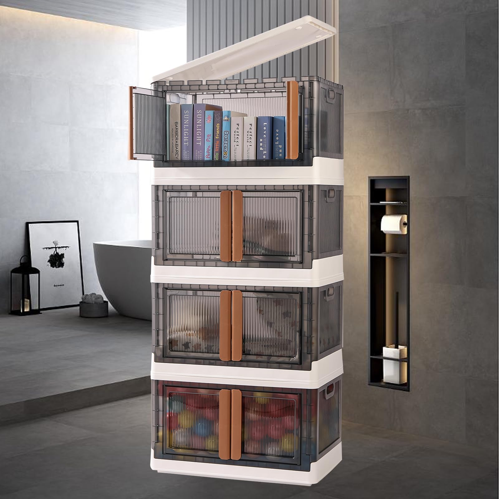 Stackable Storage Drawers Wheels is Easy to Fold, Stackable Bins with ...