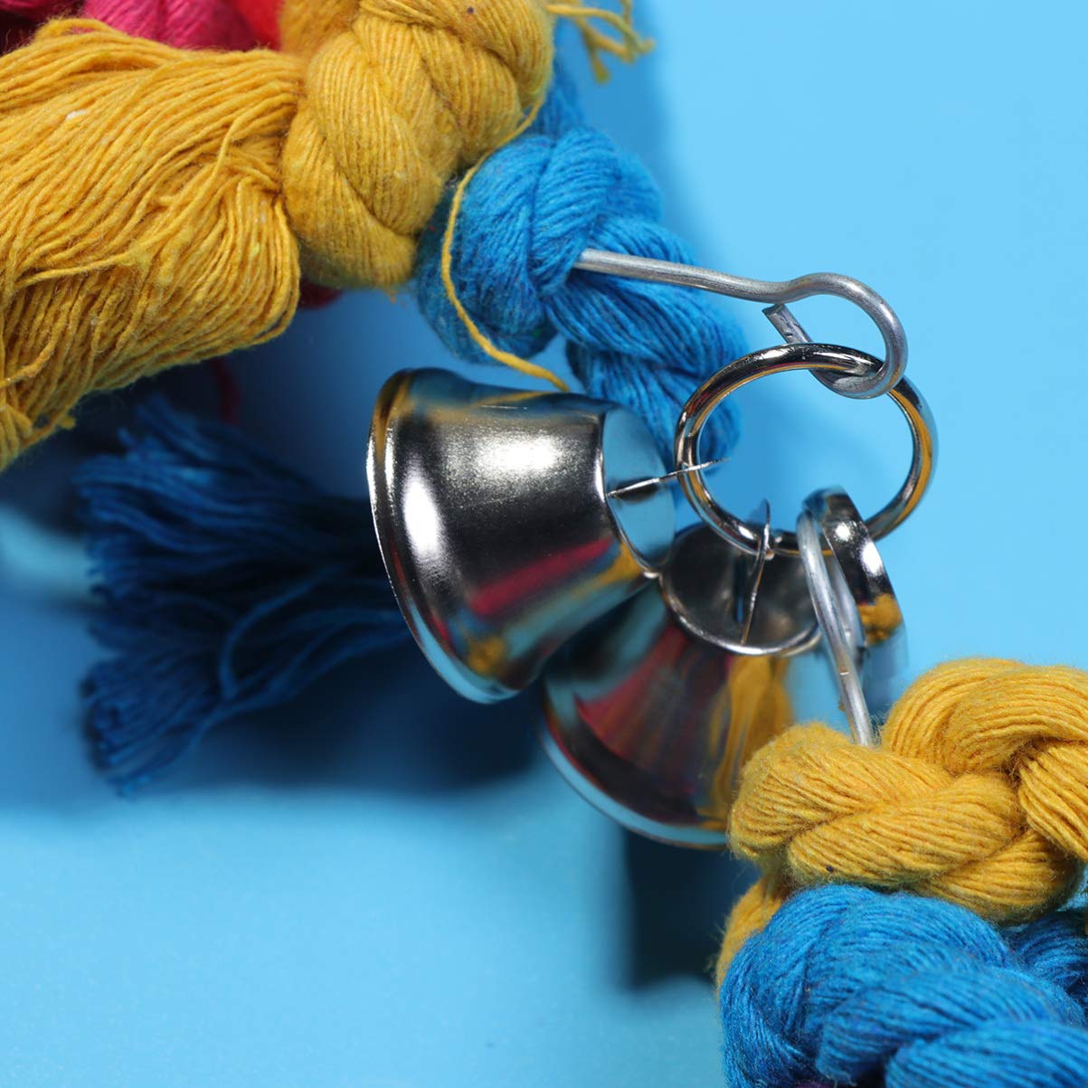 Happyyami Kreatives Vogelspielzeug Aus Baumwollseil Mit Integrierter Glocke Schwingendes -Spielzeug Für Papageien Nymphensittiche Und Andere Kleine Vögel Farben Zufällig