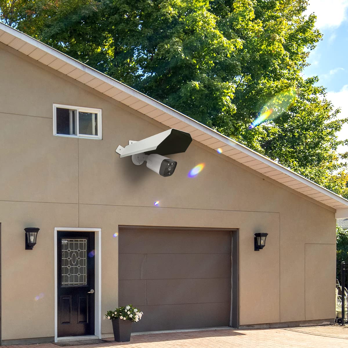 Couvercle De Protection Pour Caméra De Sécurité Solaire - En ABS, Résistant Aux Intempéries, Anti-reflets - Installation Facile Sans Outils