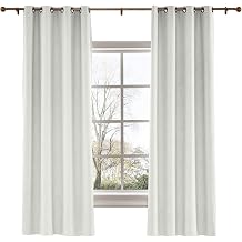 Drapifytex Antique Bronze Grommet Drapery Faux Linen Room Darkening Curtain for Living Room Panel, Ivory White, 84 Inches Width by 96 Inches Length 1 Panel