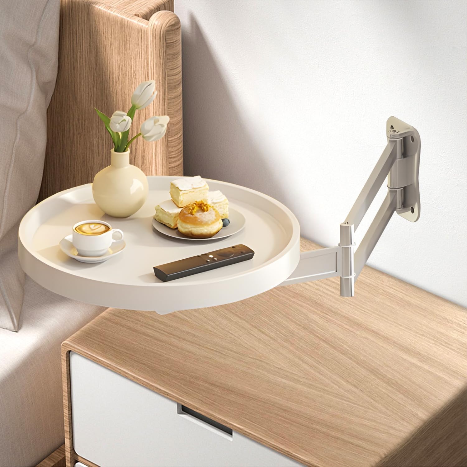 Wall Mounted Folding Table, Retractable Floating Desk for Wall Small Spaces, Wooden Foldable Hanging Table, Fold Down Wall Desk for Bedroom, Balcony, Living Room, Study (Walnut)