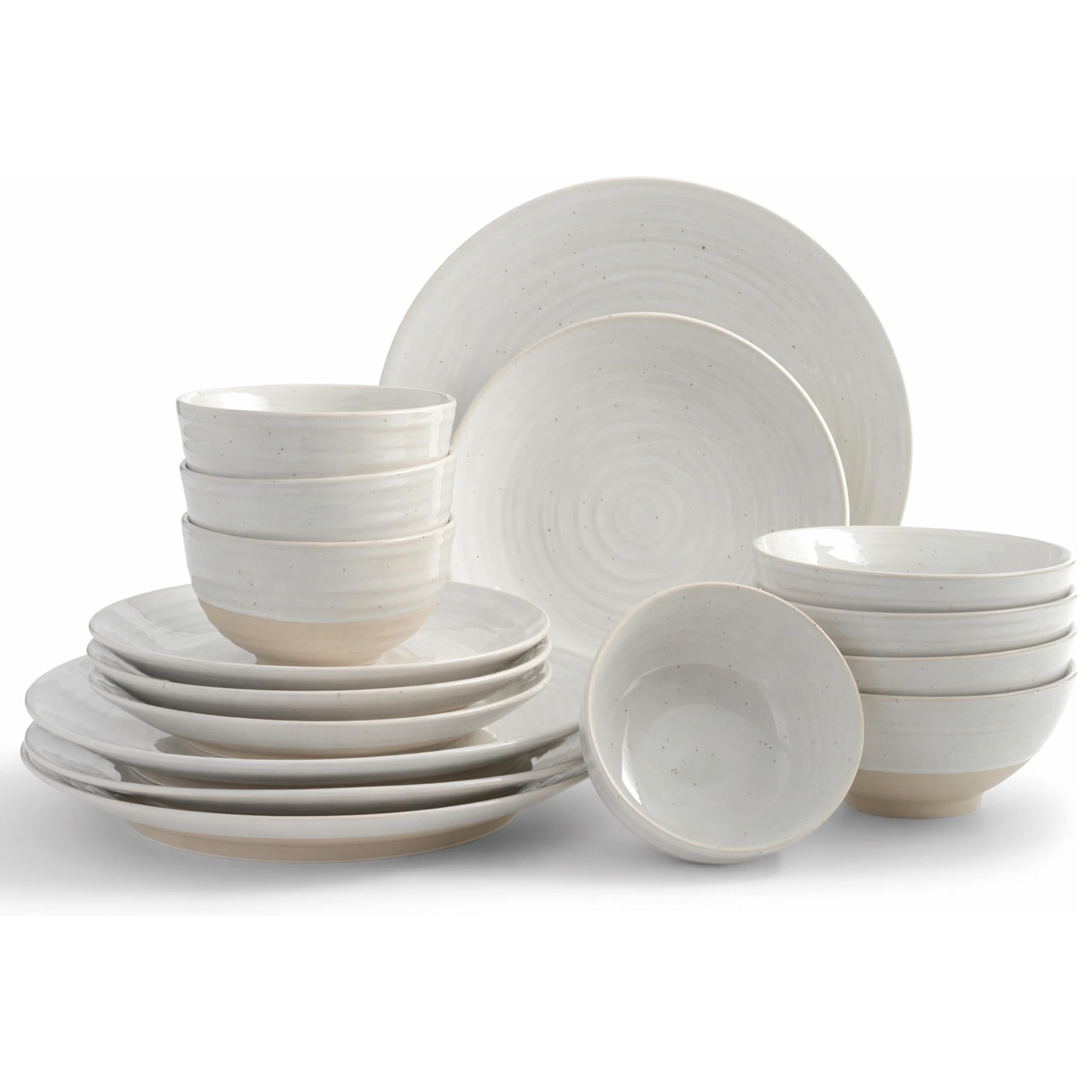Sango Siterra 16-Piece Rustic White Stoneware Dinnerware Set – Service for 4, White