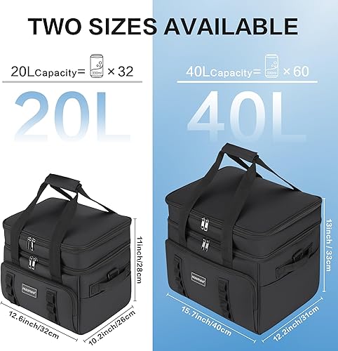 Miniatura 2 de Bolsa térmica suave aislada, enfriadores de hielo grandes, baúl de hielo de lados suaves para playa, plegable y portátil