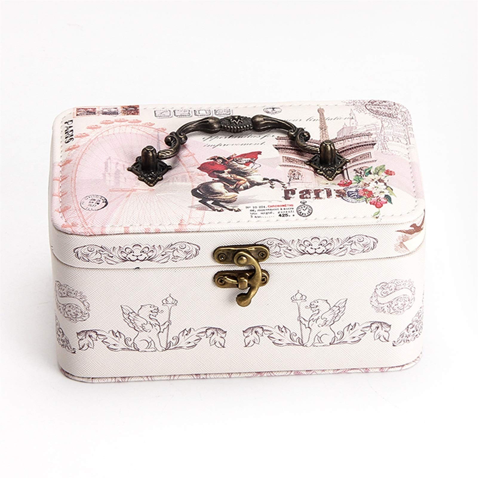 HDBCYUAZ Large Double Layer Jewelry Box Portable Travel PU Leather Storage Necklace Earrings Ring(C)