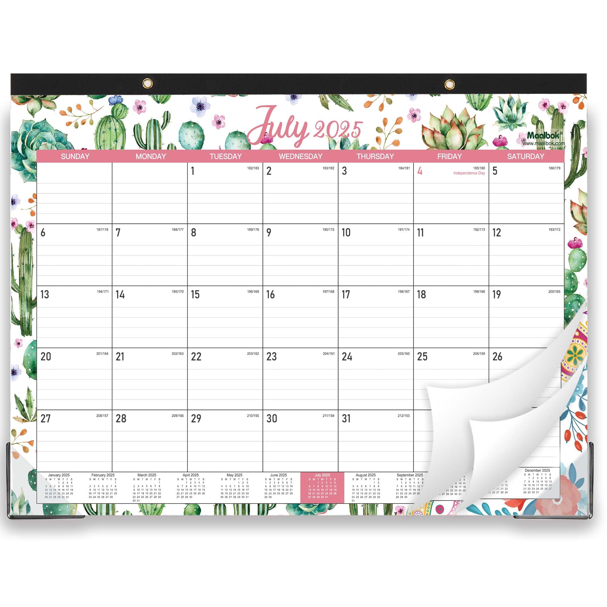 2025 Desk Calendar Green Medium, 14.8" x 11.4"
