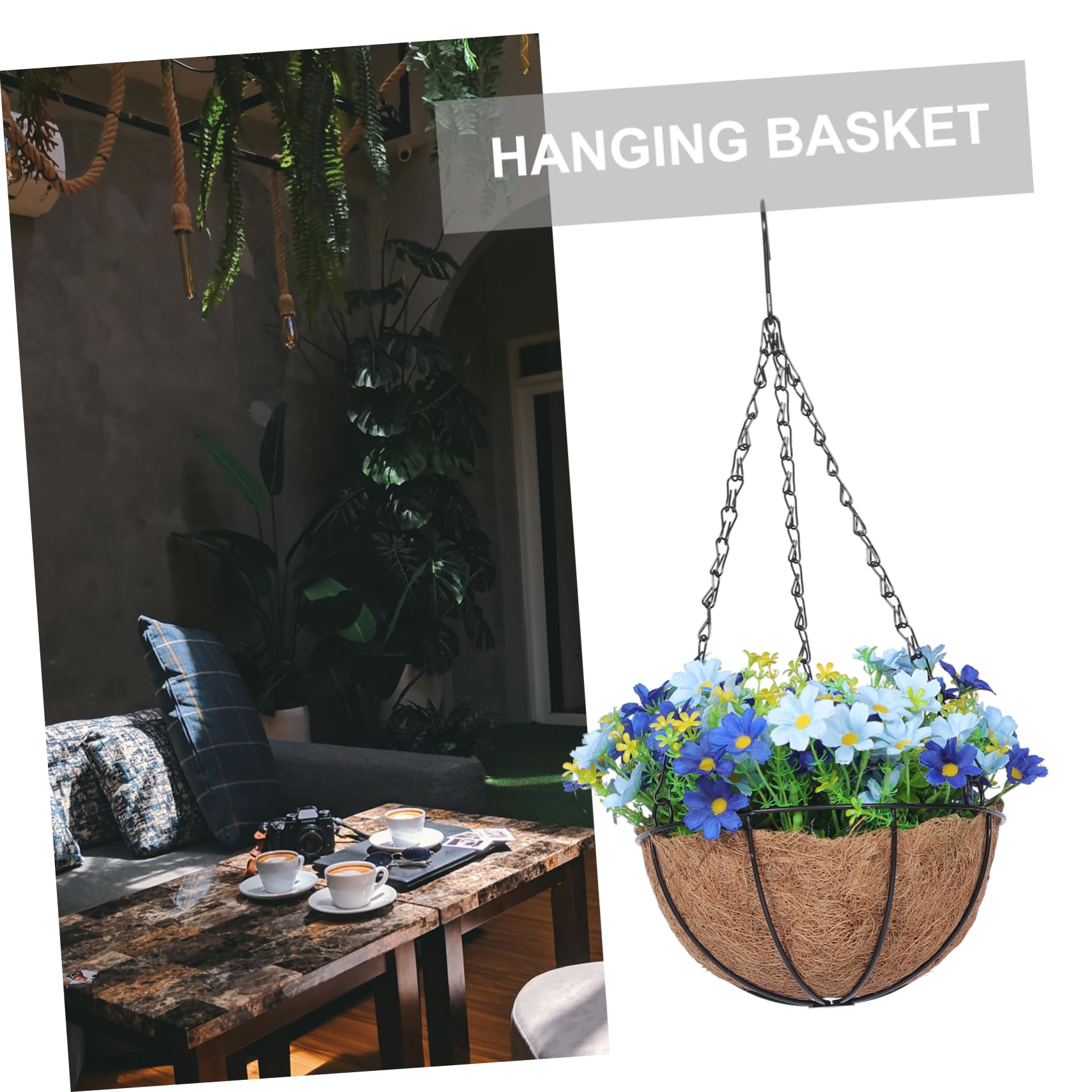 TOPBATHY Künstlicher Hängeblumenkorb aus Eisen und Kunststoff für Deko