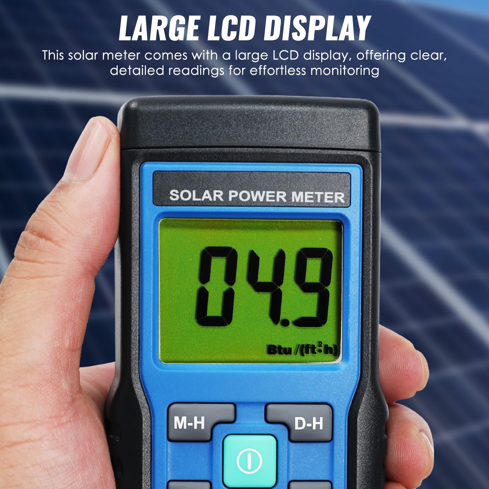 Digital Solar Power Meter Reader (Pyranometer) BTU / (ft2 * h) W / m2 Strahlung Energie Zelle Tester Auto Range