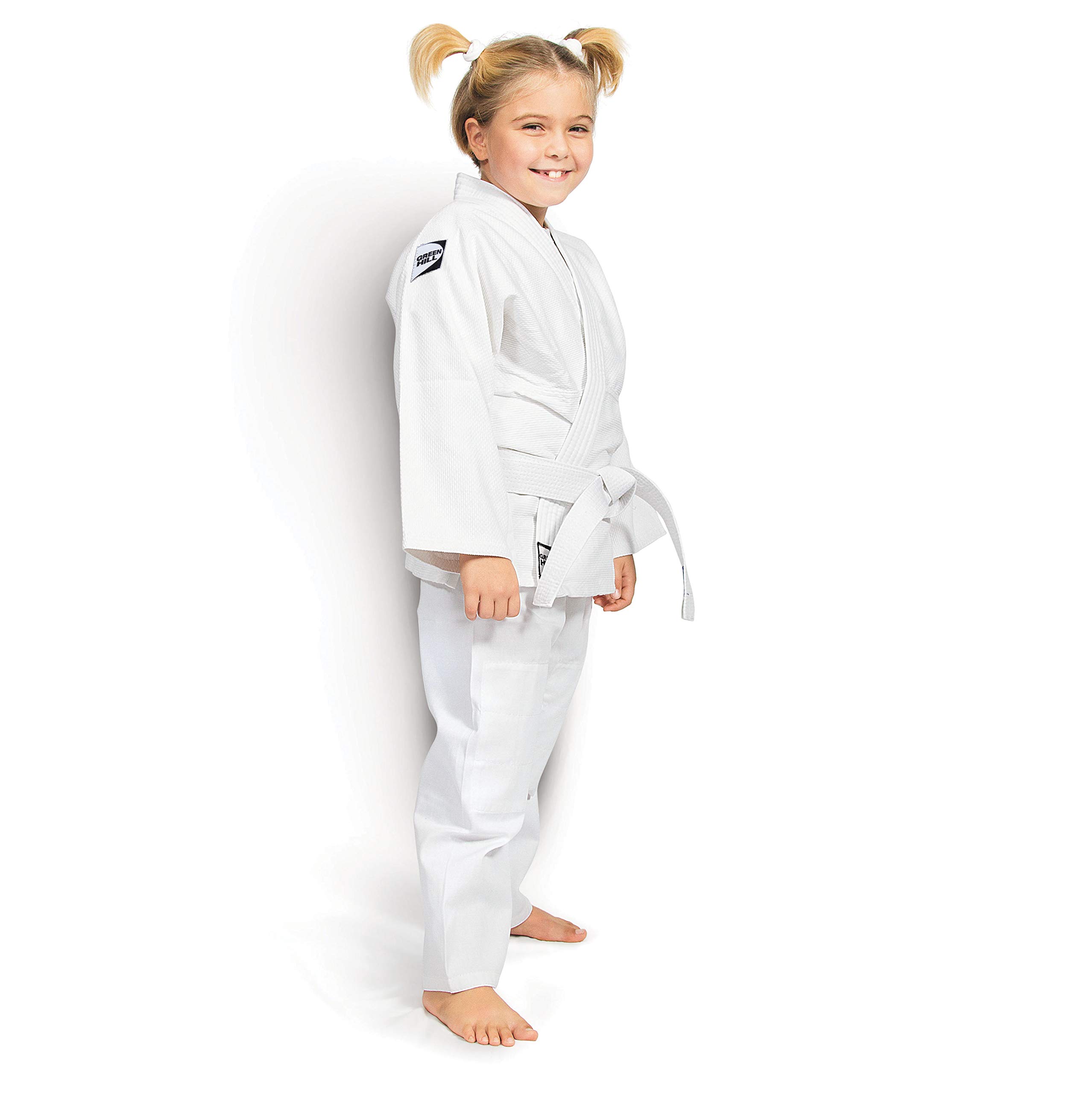 GREEN HILL JUDOGI JUNIOR BEGINNER 350g/m2 KIMONO DIVISA BIANCO BLU JUDO GI JU JITSU UNISEX