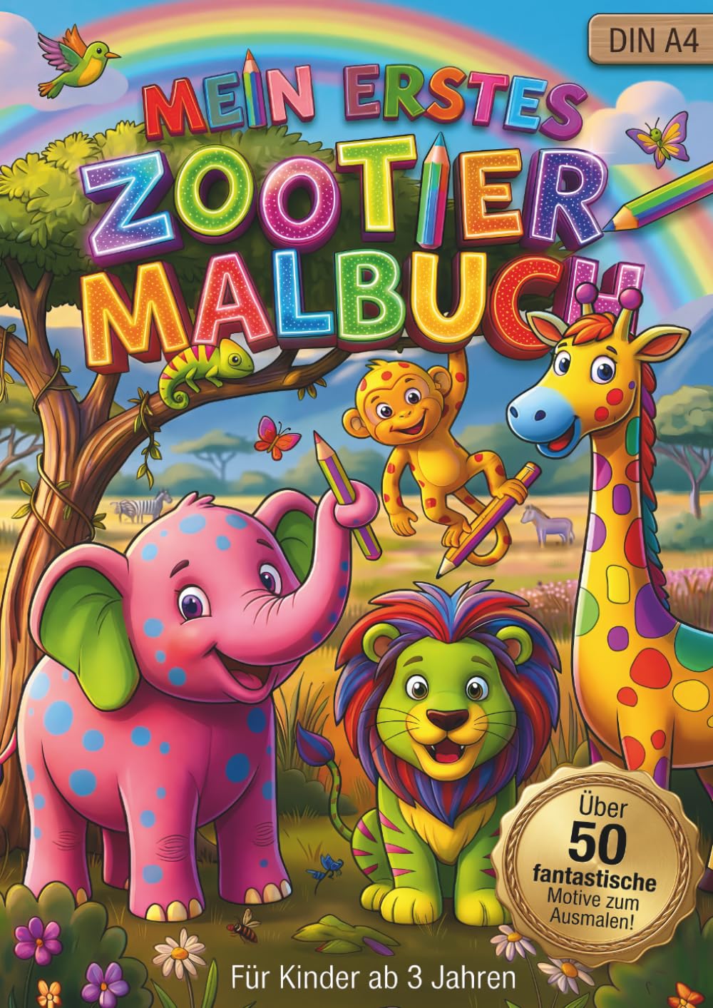 Mein erstes Zootier-Malbuch: Ein Malbuch voller Zoo-Abenteuer! Über 50 Tiermotive für Kinder ab 3 Jahren