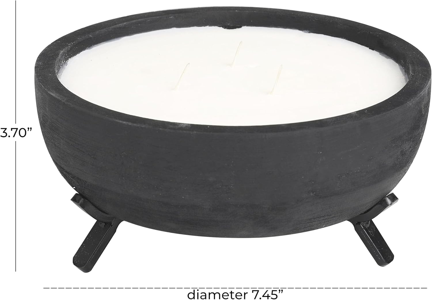 Deco 79 Mango Wood Sauvignon Blanc Scented 22 oz 3 Wick Candle with White Wax, 7" x 7" x 4", Black - Image 6