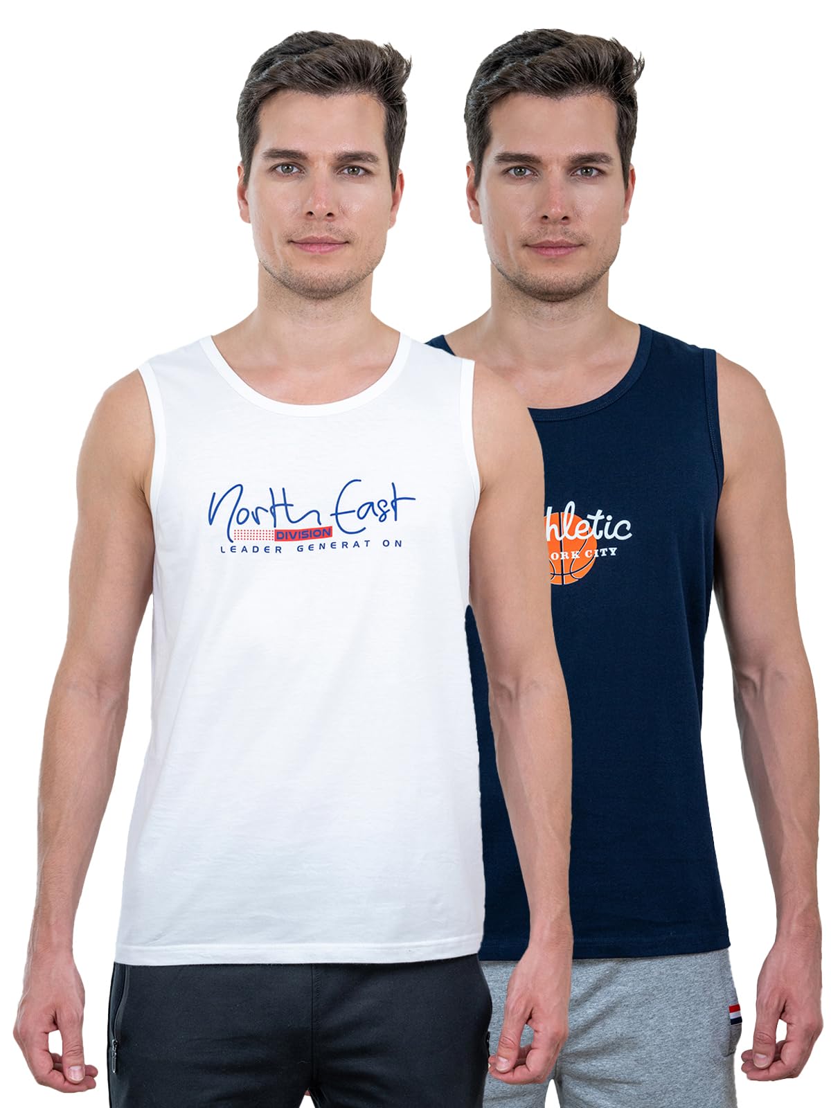 Men's Cotton Regular Fit Printed Round Neck Gym Tank Top | Tang Top-image-32