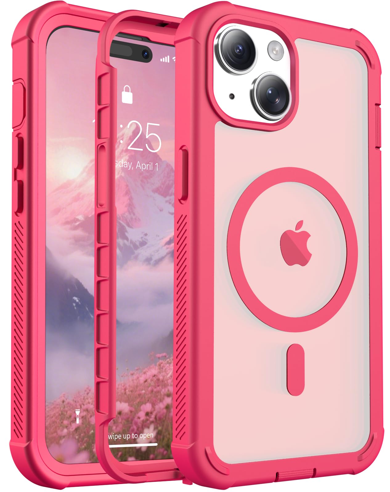 jaroco Magnetic for iPhone 15 Case Heavy Duty Protection Rose