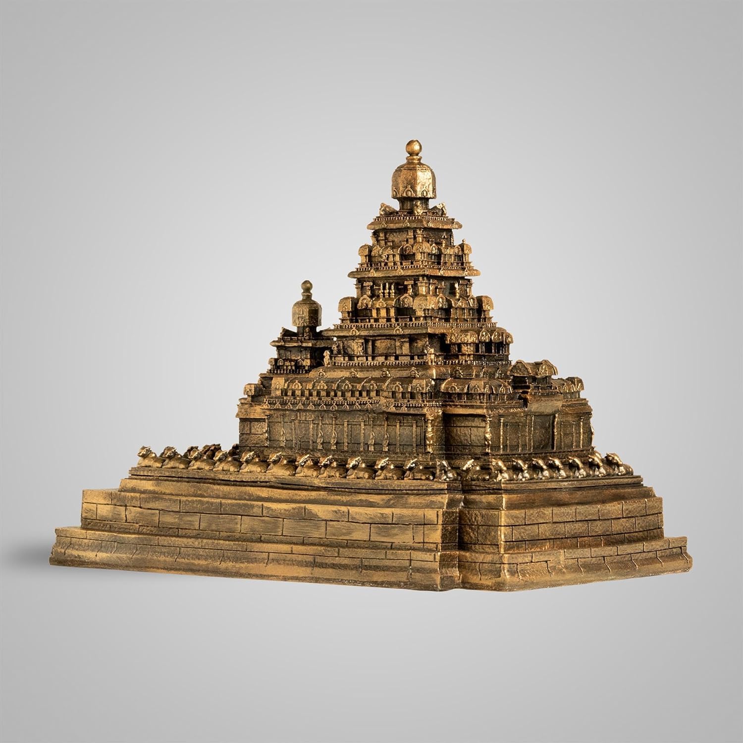 Mahabalipuram Shore Temple Sculpture - Antique Bronze -5