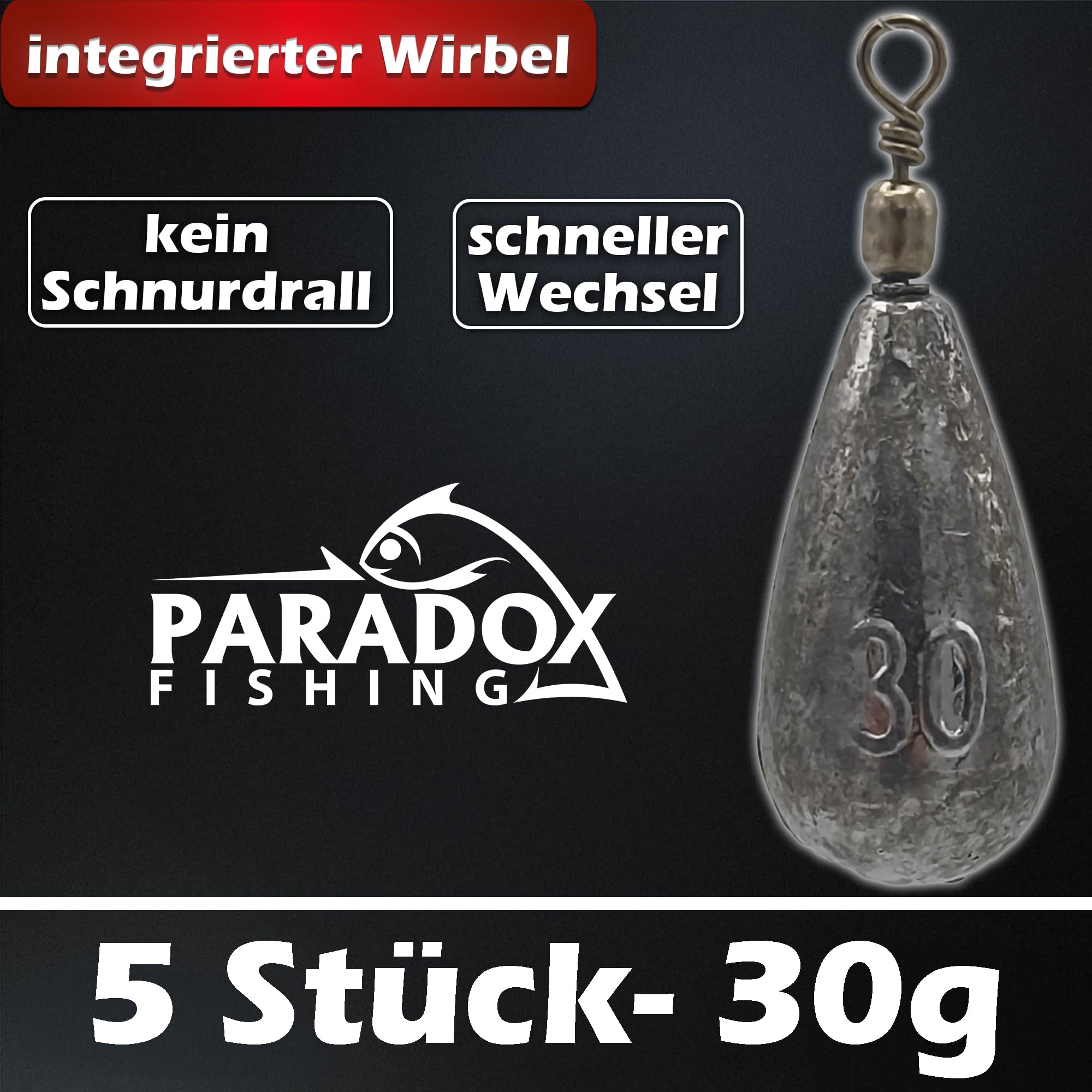 Paradox Fishing Zestaw ołówia gruszczynnego, 5 x 30 g, ołów, wędkarski